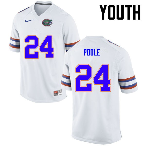 Florida Gators Youth #24 Brian Poole College Football Jersey White